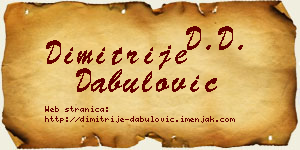 Dimitrije Dabulović vizit kartica
